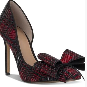 I.N.C. Elegant Red and Black Bow Heels